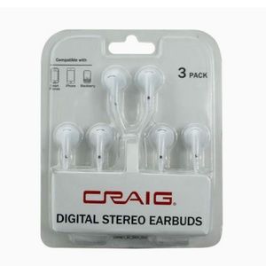 Craig Digital Stereo Earbuds 3 Pack